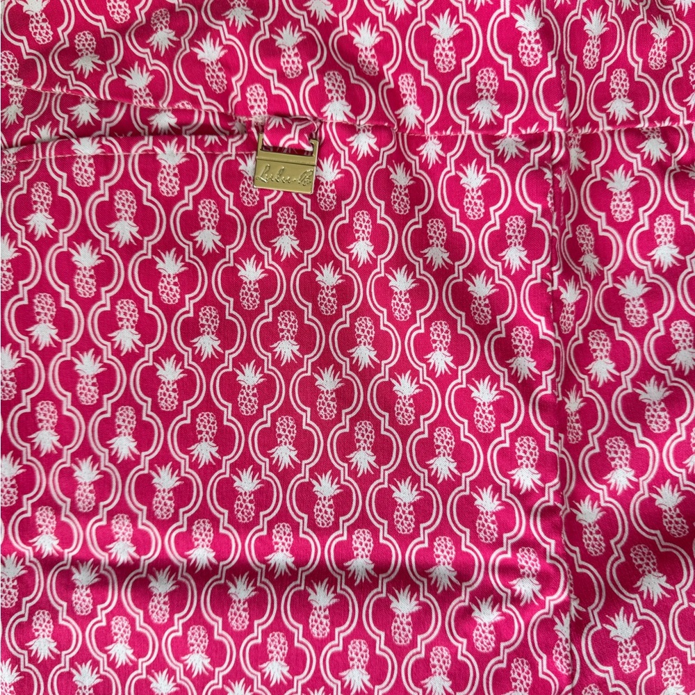 Lulu-B Pink and White Bermuda Shorts hot pink Geometric Pattern PINEAPPLE - Picture 2 of 7